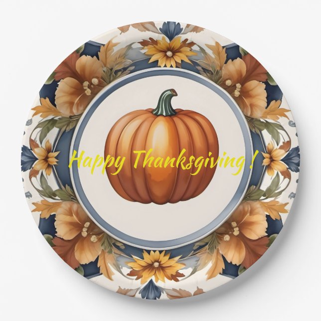 Assiettes En Carton Collection d'automne tendance Thanksgiving Pumpkin (Devant)