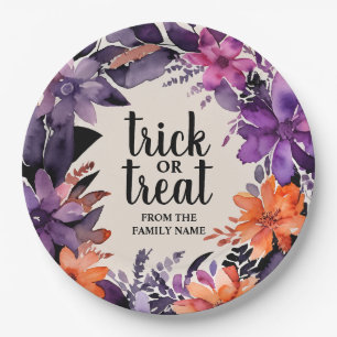 Assiettes En Carton Collection de couronnes florales Halloween Spooky 