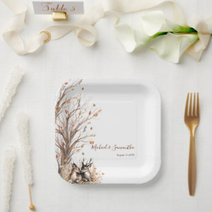 Assiettes En Carton Collection de Mariages de cerfs rustiques d'automn