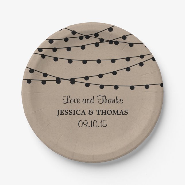 Assiettes En Carton Collection de Mariages Rustic Kraft (Devant)