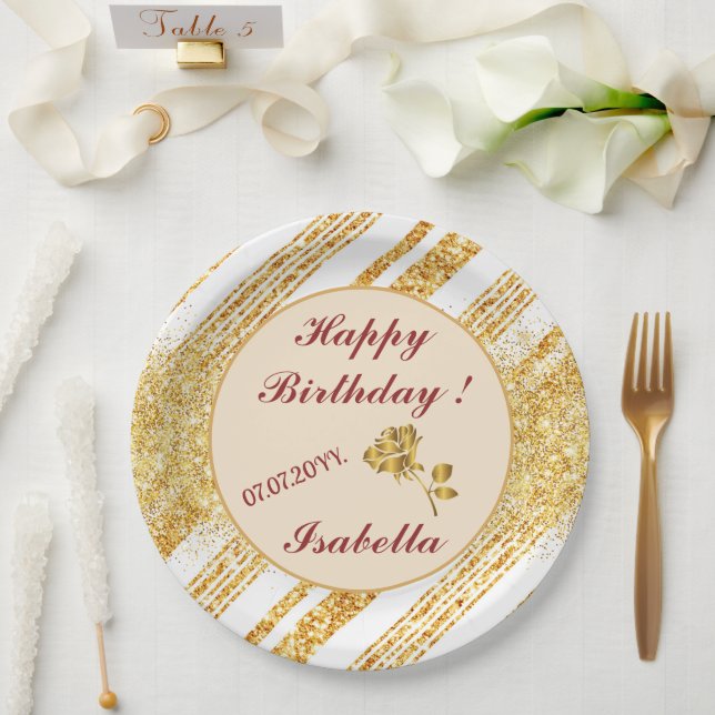 Assiettes En Carton Collection de rayures populaires Boho pailletées o (Mariage)