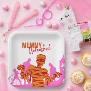 Assiettes En Carton Collection de timbres d'Halloween "Mummy Unleashed
