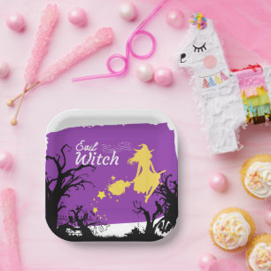 Assiettes En Carton Collection de timbres Halloween "Evil Witch"