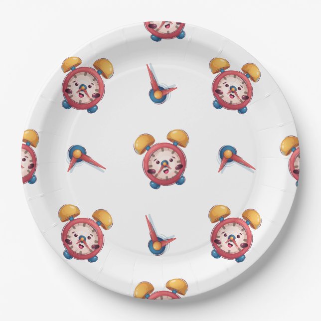 Assiettes En Carton Collection Smart Clock - Plaques de papier blanc (Devant)