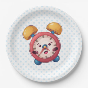 Assiettes En Carton Collection Smart Clock - Plaques de papier bleu