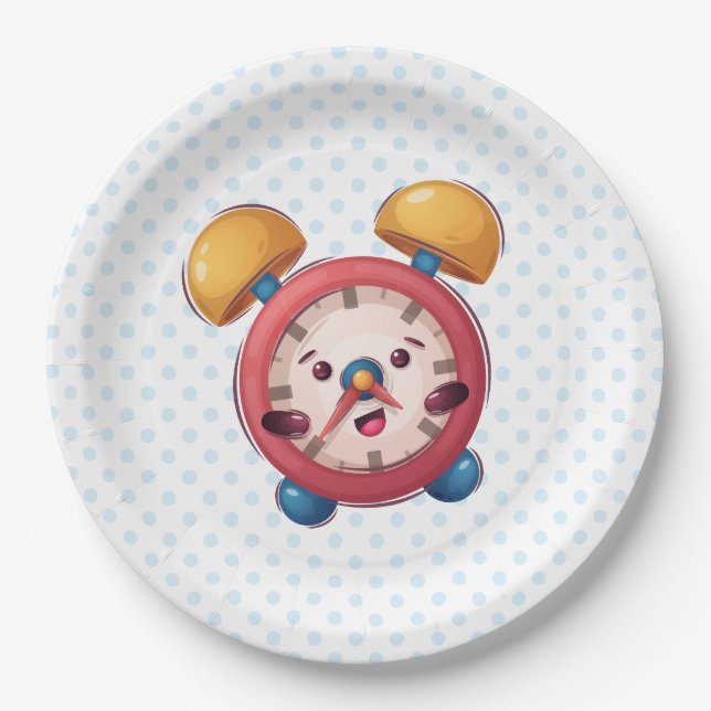 Assiettes En Carton Collection Smart Clock - Plaques de papier bleu (Devant)