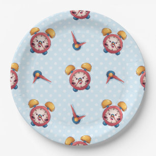 Assiettes En Carton Collection Smart Clock - Plaques de papier bleu