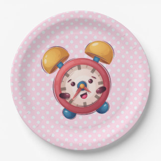 Assiettes En Carton Collection Smart Clock - Plaques de papier rose
