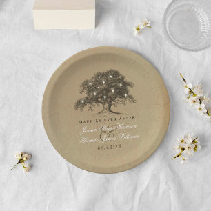 Assiettes En Carton Collection Vintage de Mariages d'Old Oak Tree