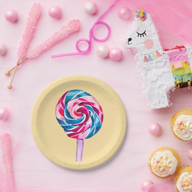 Assiettes En Carton Collipop eau couleur bonbon art (Fête)