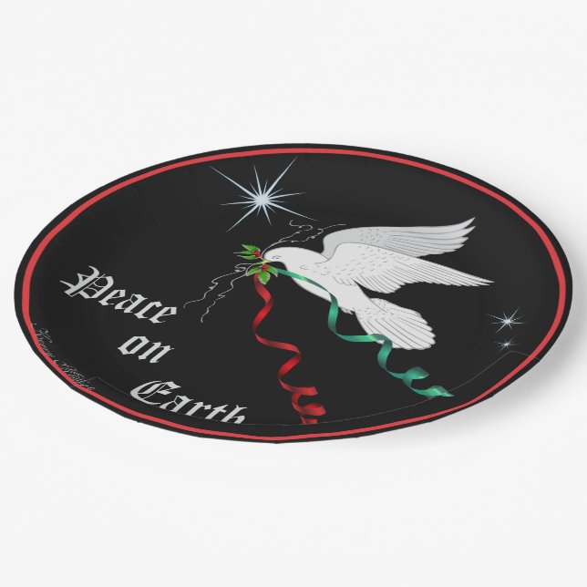 Assiettes En Carton Colombe blanche (Angle)