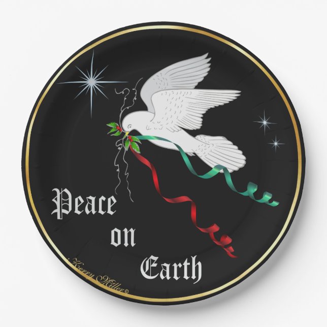 Assiettes En Carton Colombe blanche (Devant)