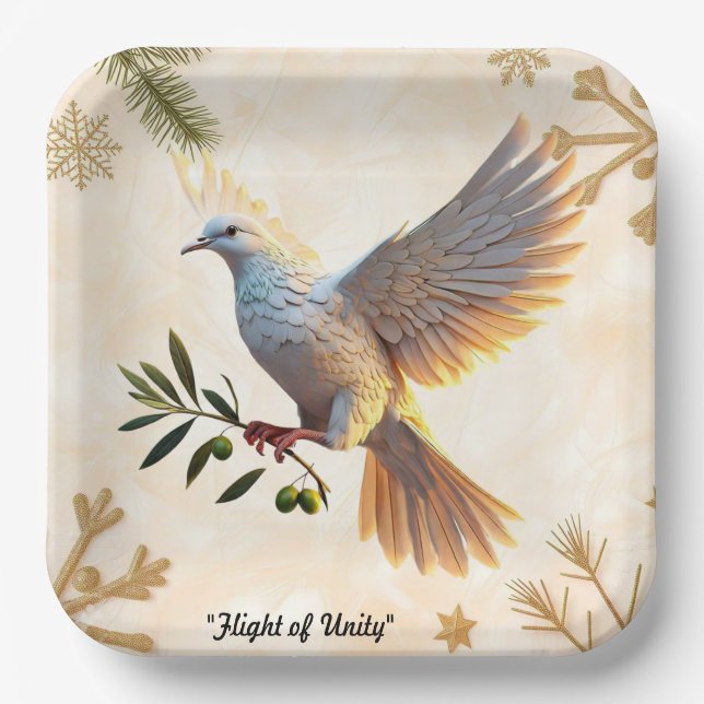 Assiettes En Carton "Colombe de l'espoir" (Recto)