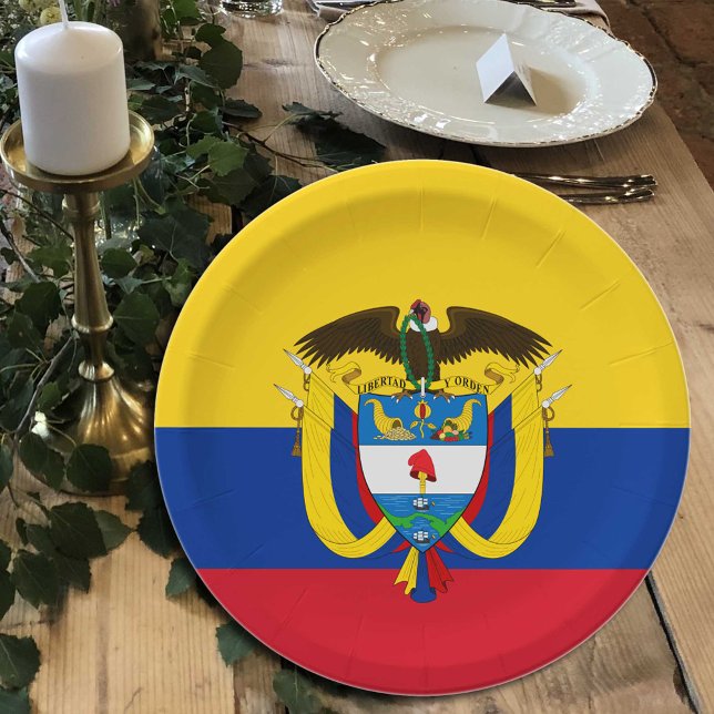Assiettes En Carton Colombie, fête du drapeau colombien, anniversaire  (Créateur téléchargé)