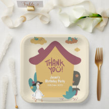 Coloré Cosy House Anniversaire de enfant Merci