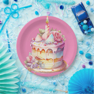 Assiettes En Carton Colorée & Belle Conception de gâteau, Moderne