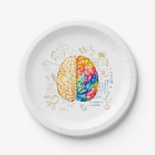 Assiettes En Carton Colorful Brain - Science And Art - Neuroscience Ne