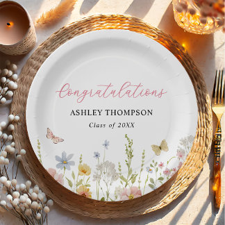Assiettes En Carton Colorful Wildflower Graduation Party