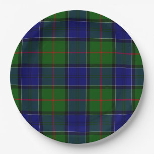 Assiettes En Carton Colquhoun tartan bleu vert plaid