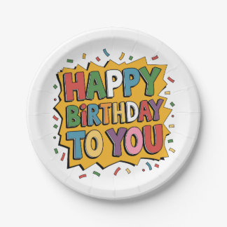 Assiettes En Carton Comic Burst Joyeux Anniversaire