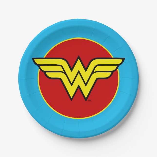 Assiettes En Carton Comics DC | Logo Wonder Woman | Joyeux anniversair (Devant)