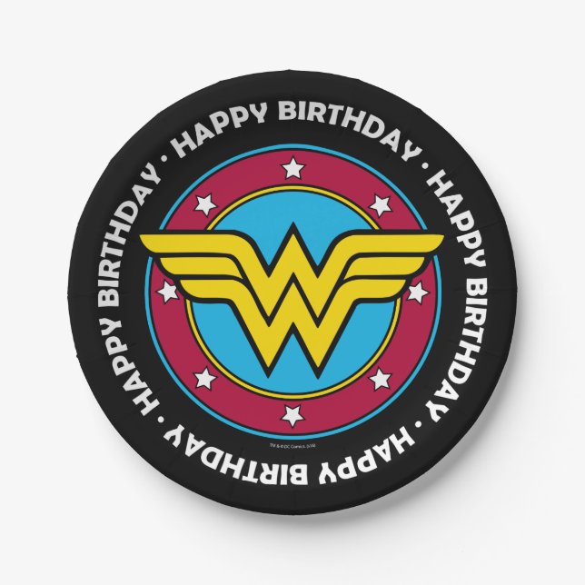 Assiettes En Carton Comics DC | Wonder Woman Circle & Stars Logo (Devant)