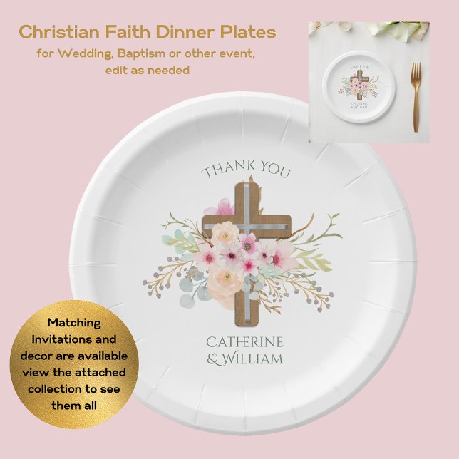 Assiettes En Carton Communion Baptême Personnalisée Confirmation Croix (Créateur téléchargé)