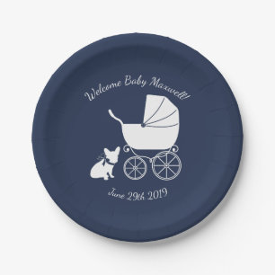 Assiettes En Carton Conception 5 de plats de baby shower de bouledogue