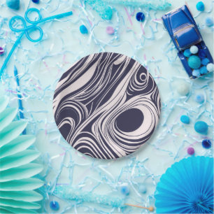 Assiettes En Carton conception Abstraite de tourbillons liquides bleus