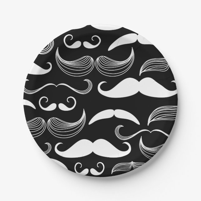 Assiettes En Carton Conception blanche drôle de moustache sur le (Devant)