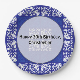 Assiettes En Carton Conception bleue de Bandana