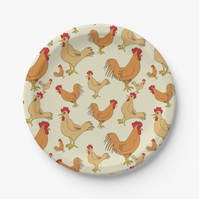 Assiettes En Carton Conception Brown des Motifs de poulet (Devant)