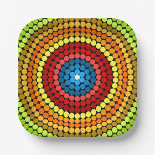 Assiettes En Carton Conception d'art mandala abstrait pointillé-65904