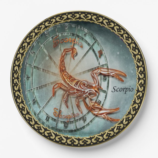 Assiettes En Carton Conception d'astrologie de zodiaque de Scorpion (Devant)