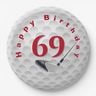 Assiettes En Carton Conception de balle de golf pour 69e anniversaire 