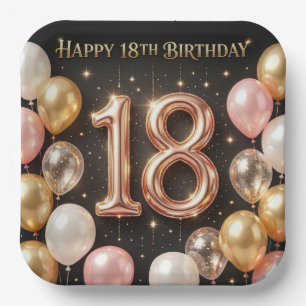 Assiettes En Carton Conception de ballon métallisé glamour pour 18 ans