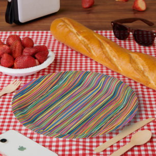 Assiettes En Carton Conception de bandes abstraites colorées