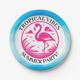 Assiettes En Carton Conception de cercle d'été flamant rose-68730