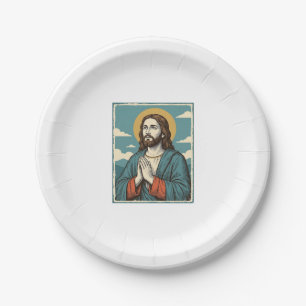 Assiettes En Carton Conception de chemise religieuse Sauveur priant vi
