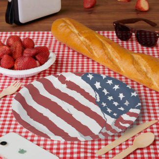 Assiettes En Carton Conception de drapeau américain en détresse