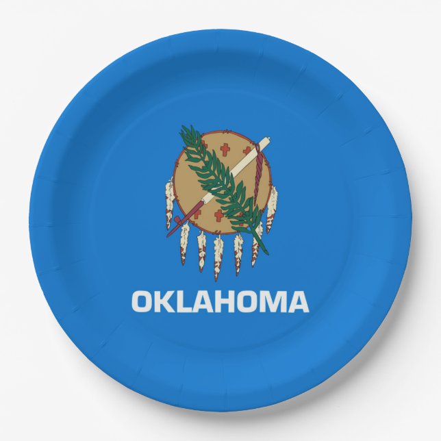 Assiettes En Carton Conception de drapeau d'état de l'Oklahoma (Devant)