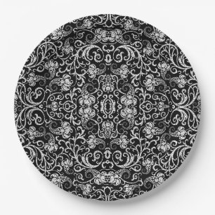 Assiettes En Carton Conception de fleurs de dalmatien noir mignon
