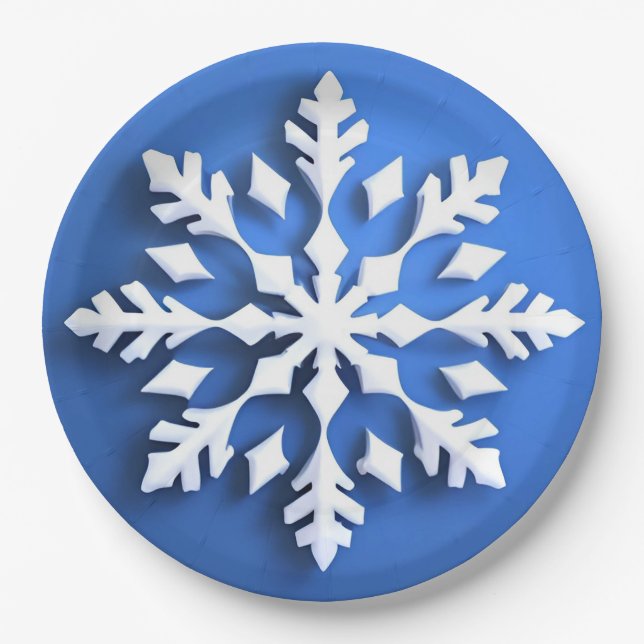 Assiettes En Carton Conception de flocon de neige blanc détaillé (Devant)