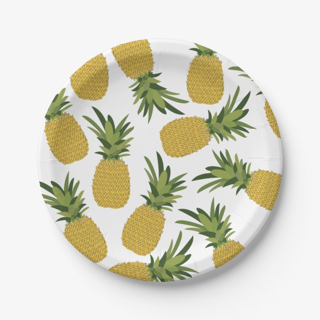 Assiettes En Carton Conception de fruits tropicaux ananas (Devant)