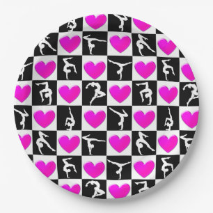 ASSIETTES EN CARTON CONCEPTION DE GYMNASTIQUES DU COEUR ROSE