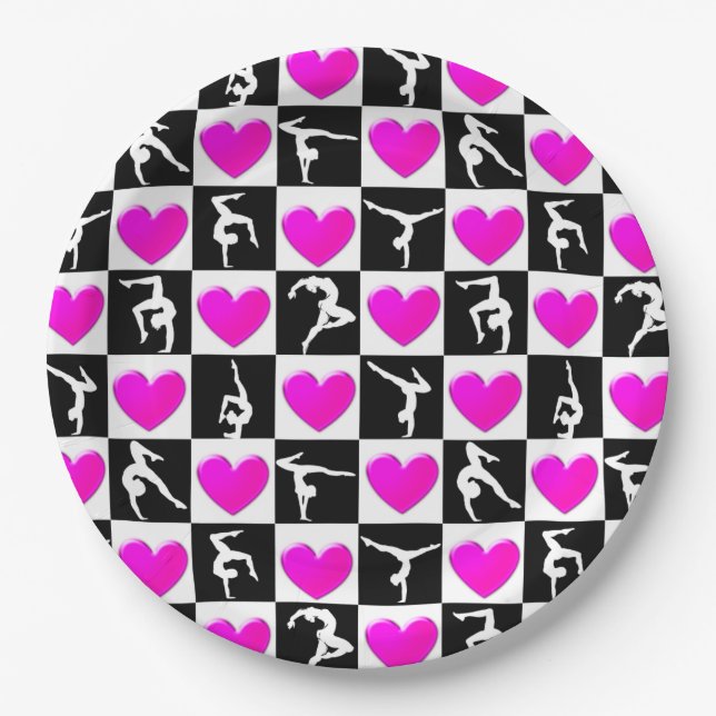 ASSIETTES EN CARTON CONCEPTION DE GYMNASTIQUES DU COEUR ROSE (Devant)