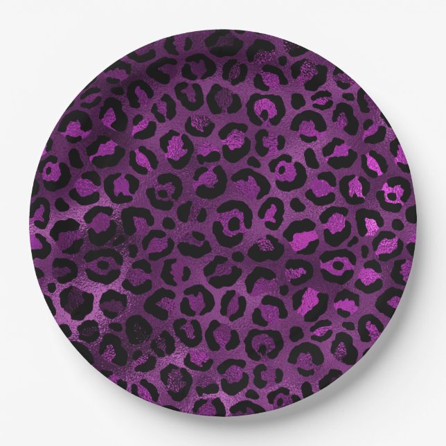 Assiettes En Carton Conception de la série Leopard violet et or 3 (Devant)