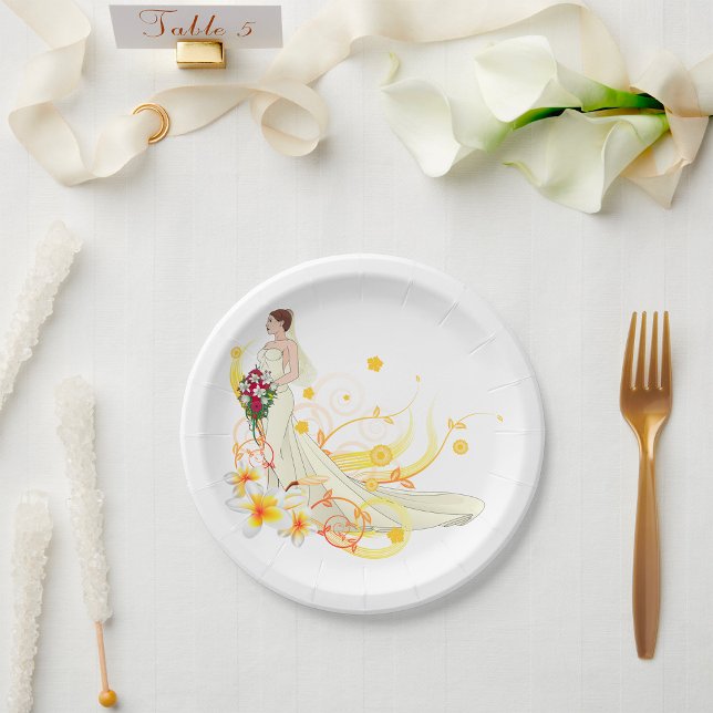 Assiettes En Carton Conception de mariage romantique pour une mariée f (Créateur téléchargé)