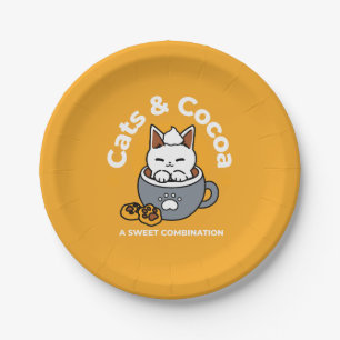 Assiettes En Carton Conception de Mug de vacances avec Cosy Cat et Paw
