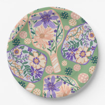 Conception de pickleball floral vintage